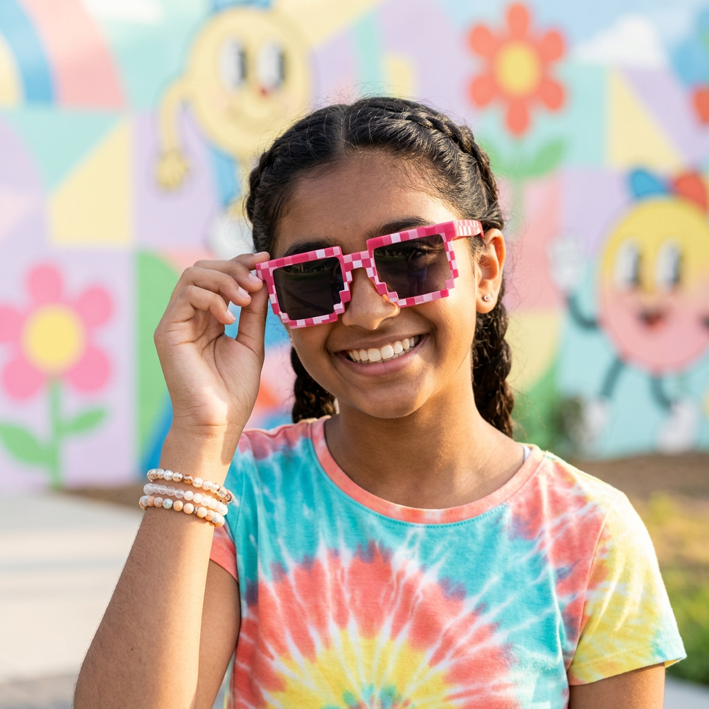 Building Blocks Mosaic Sunglasses – Fun UV Protection for Kids & Teens