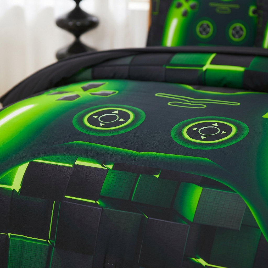 Gamer Comforter Set Twin – 6-Piece Gaming Bedding Set with Gamepad 3D Print
