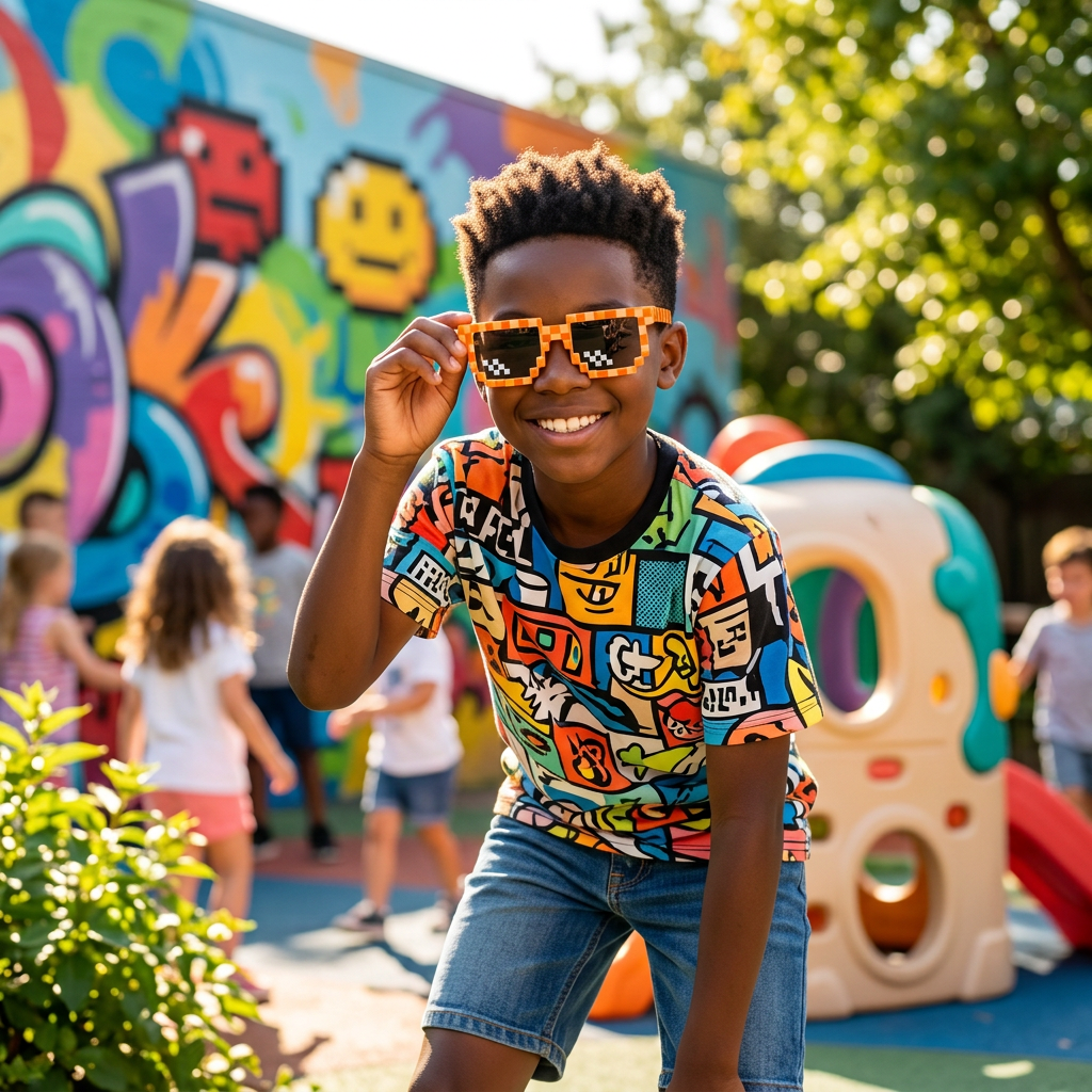 Building Blocks Mosaic Sunglasses – Fun UV Protection for Kids & Teens