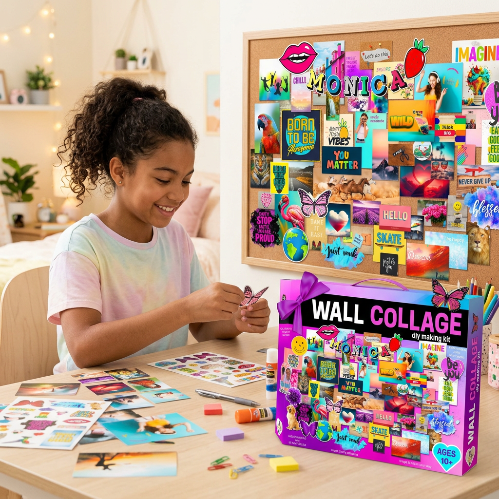 Teen Girl Wall Collage Kit – 1000+ Stickers, 3D Foam Effects & Customizable Letters