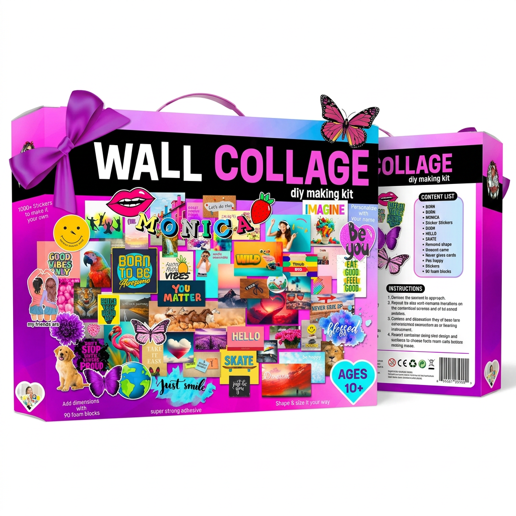 Teen Girl Wall Collage Kit – 1000+ Stickers, 3D Foam Effects & Customizable Letters