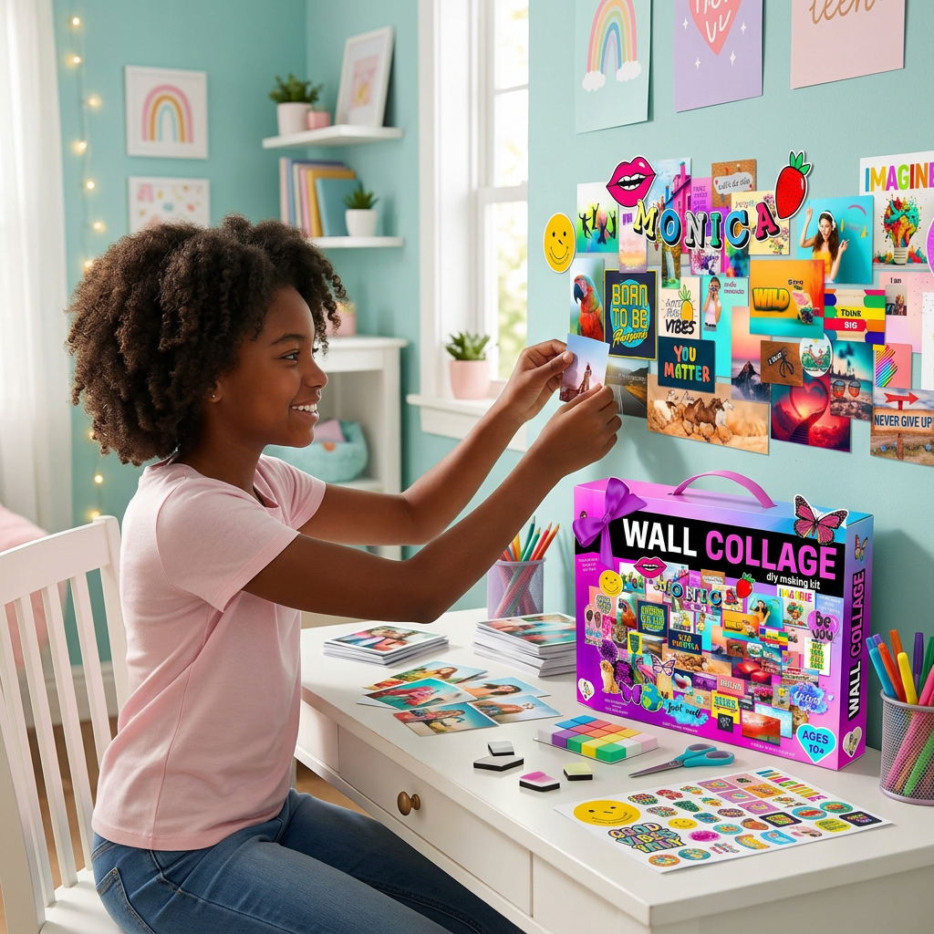 Teen Girl Wall Collage Kit – 1000+ Stickers, 3D Foam Effects & Customizable Letters