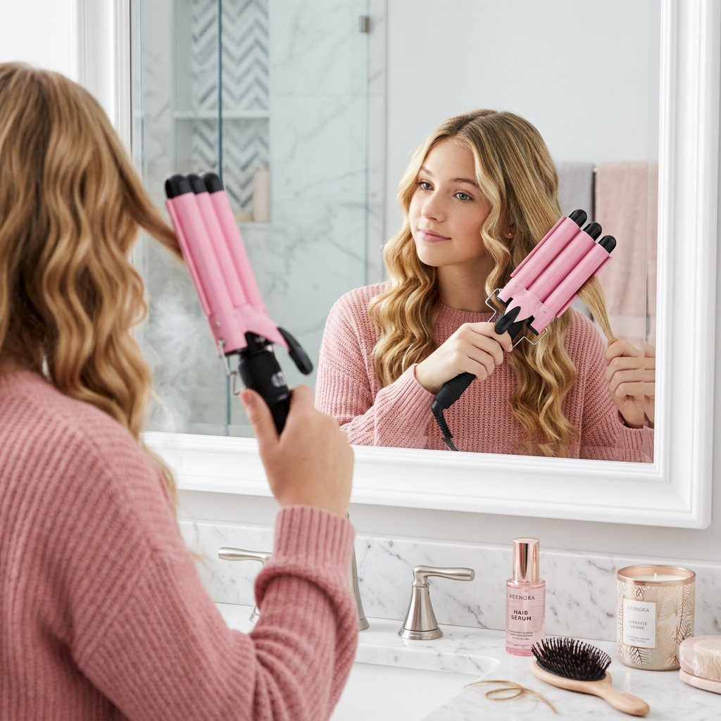 Triple Barrel Hair Curler Iron – Nano-Titanium Ceramic Waver with LCD Temperature Control