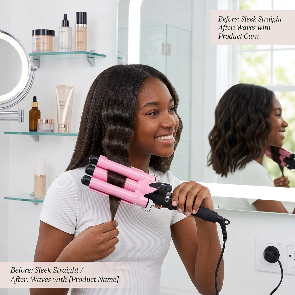 Triple Barrel Hair Curler Iron – Nano-Titanium Ceramic Waver with LCD Temperature Control