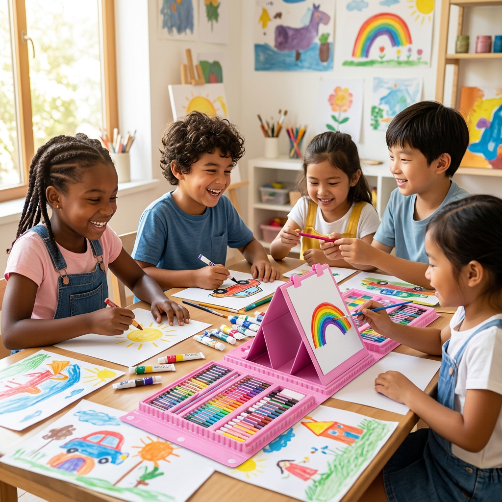 Mega Maleta de Arte Kids Plus – 208-Piece Kids Art Set with Drawing Board