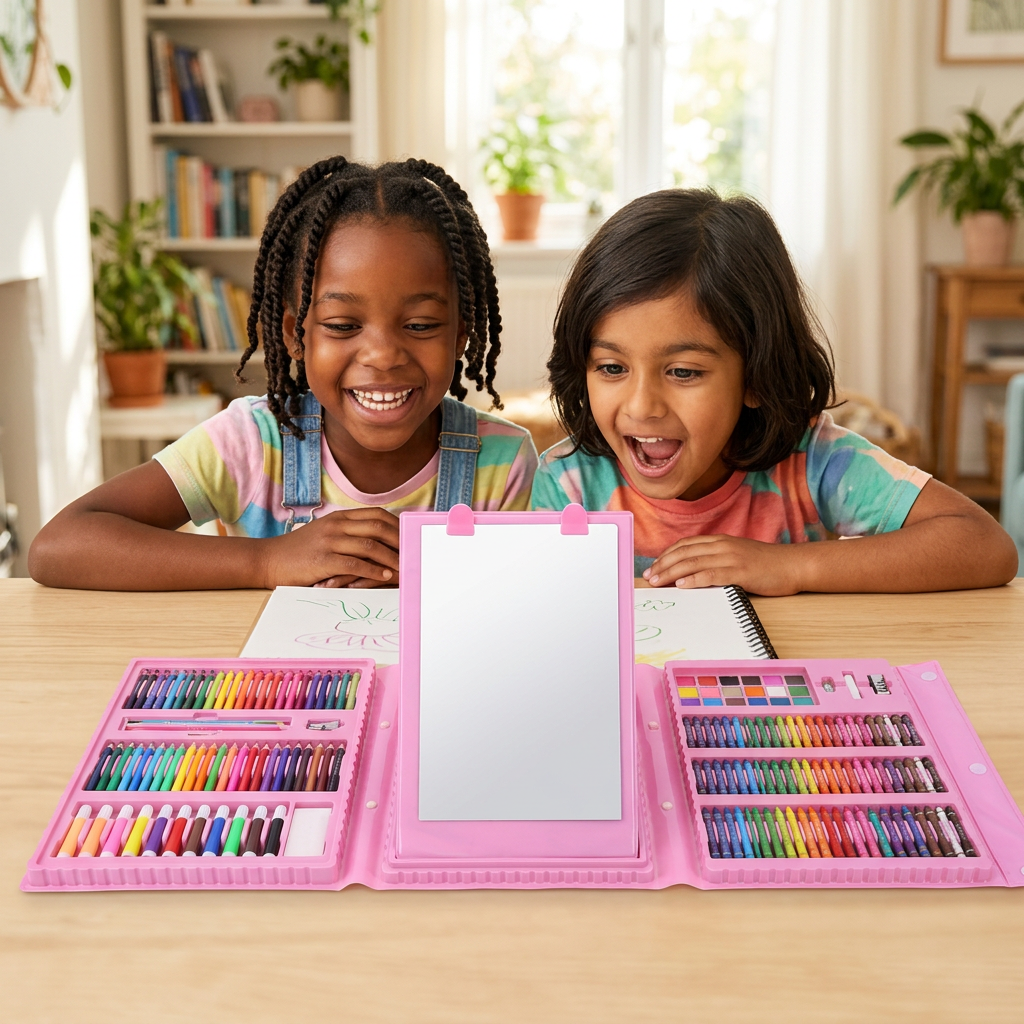 Mega Maleta de Arte Kids Plus – 208-Piece Kids Art Set with Drawing Board