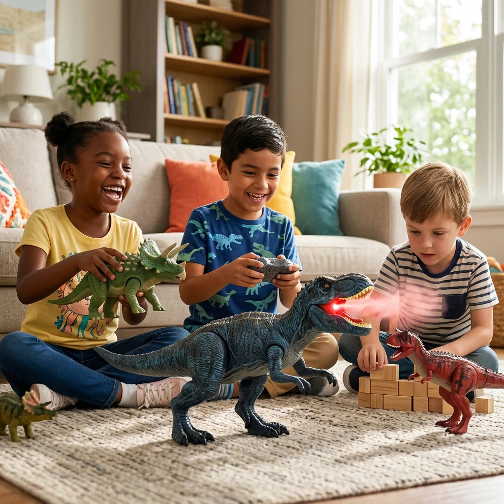 RC T-Rex Dinosaur Toy with Light, Spray & Roar