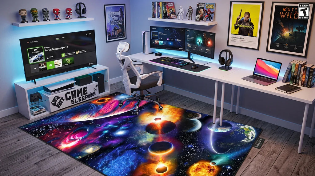 Cosmic Planet 3D Gaming Area Rug for Teen & Kids Room Decor